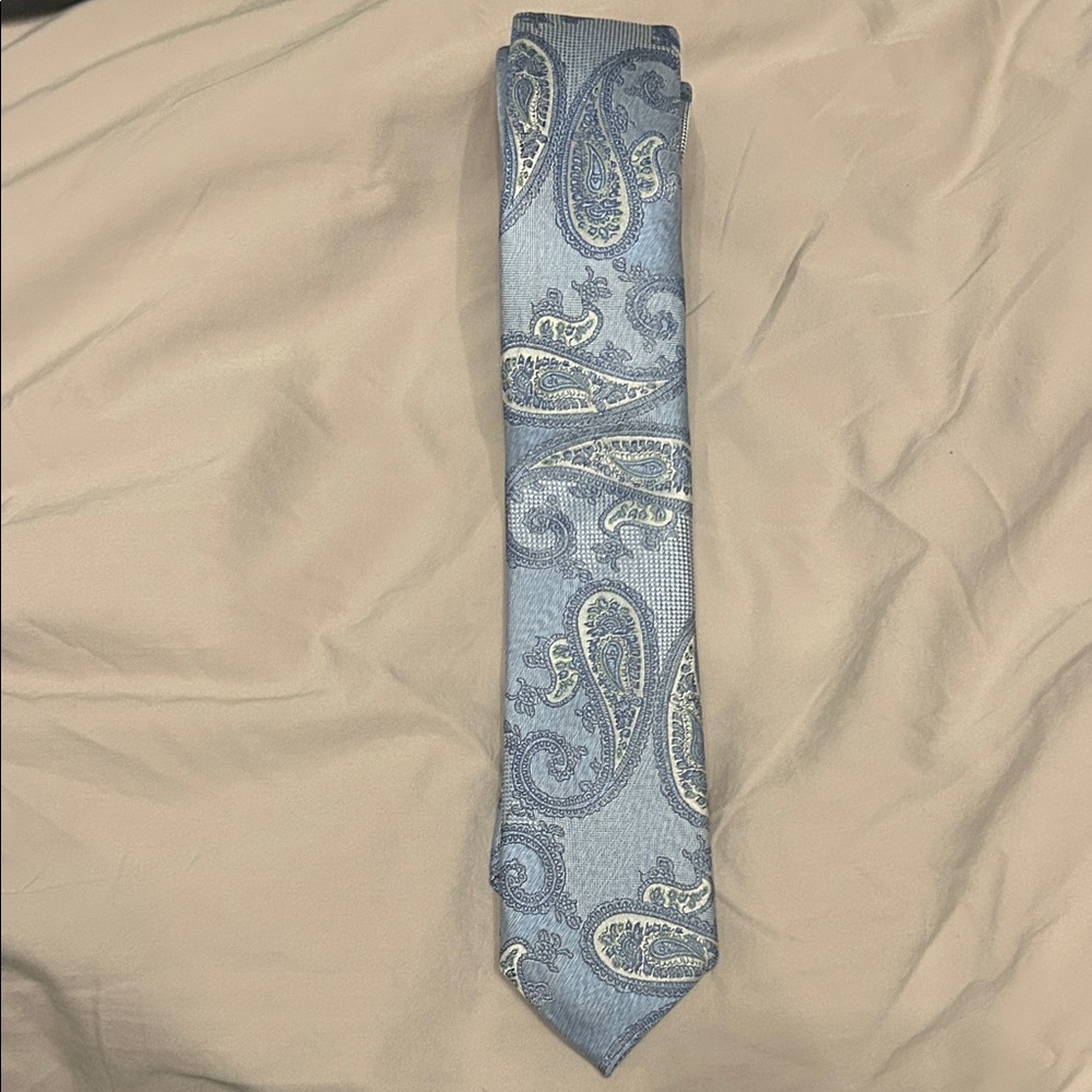 Black Brown 1826 Paisley Tie in Blue and Silver